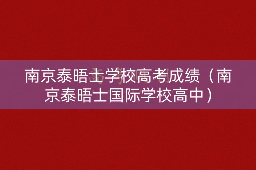 南京泰晤士学校高考成绩（南京泰晤士国际学校高中）