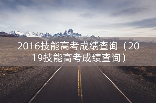 2016技能高考成绩查询（2019技能高考成绩查询）
