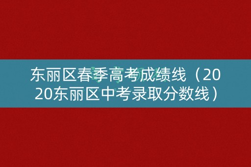 东丽区春季高考成绩线（2020东丽区中考录取分数线）