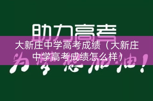 大新庄中学高考成绩（大新庄中学高考成绩怎么样）