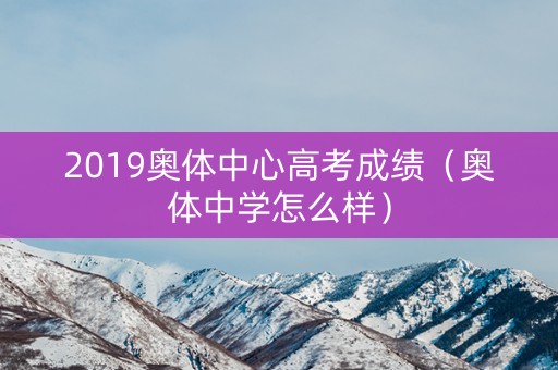 2019奥体中心高考成绩（奥体中学怎么样）