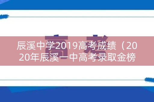 辰溪中学2019高考成绩（2020年辰溪一中高考录取金榜）