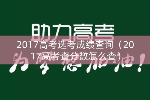2017高考选考成绩查询(2017高考查分数怎么查) 2017高考选考成绩查询(2017高考查分数怎么查)