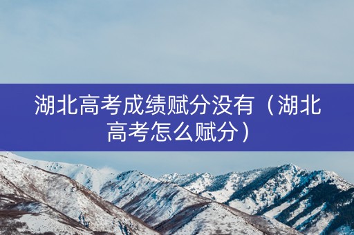 湖北高考成绩赋分没有（湖北高考怎么赋分）