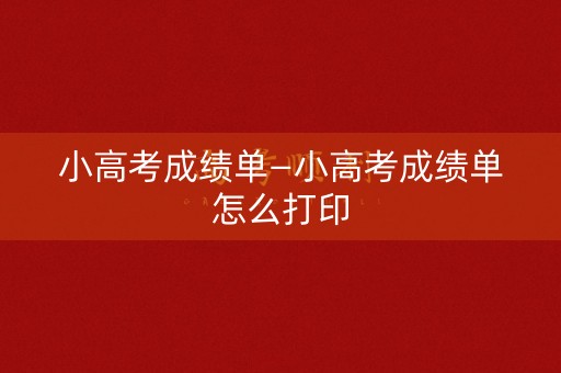 小高考成绩单—小高考成绩单怎么打印