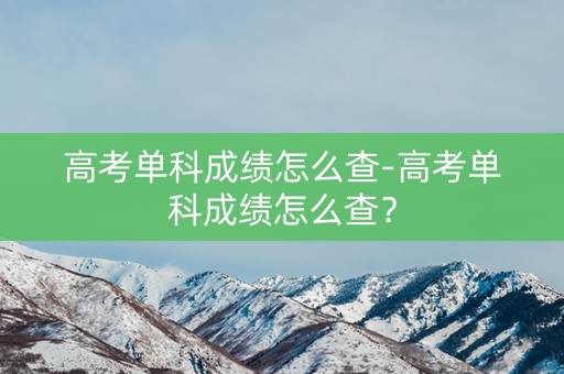 高考单科成绩怎么查-高考单科成绩怎么查？