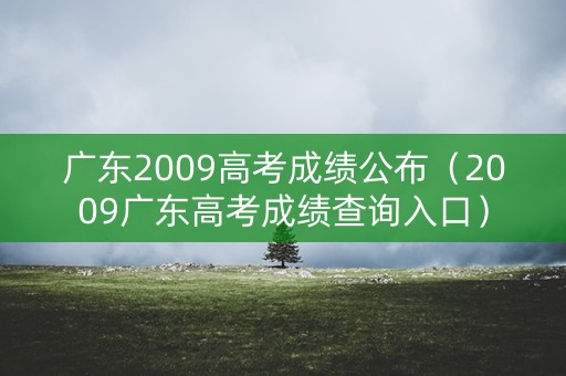 广东2009高考成绩公布（2009广东高考成绩查询入口）