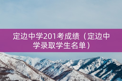 定边中学201考成绩（定边中学录取学生名单）