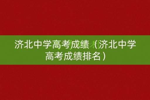 济北中学高考成绩（济北中学高考成绩排名）