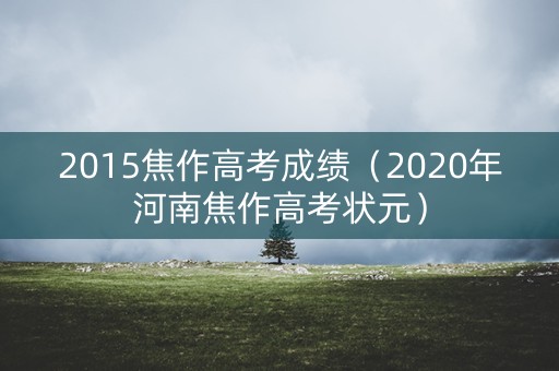 2015焦作高考成绩（2020年河南焦作高考状元）
