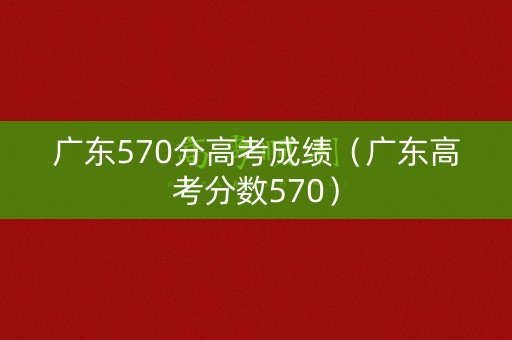 广东570分高考成绩（广东高考分数570）