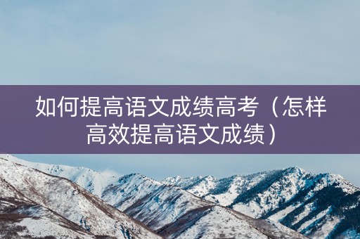 如何提高语文成绩高考（怎样高效提高语文成绩）