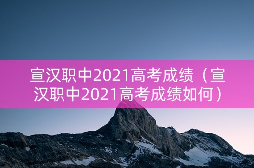 宣汉职中2021高考成绩（宣汉职中2021高考成绩如何）