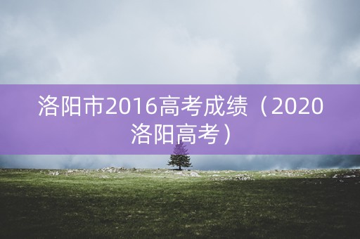 洛阳市2016高考成绩（2020洛阳高考）
