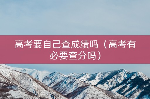 高考要自己查成绩吗（高考有必要查分吗）