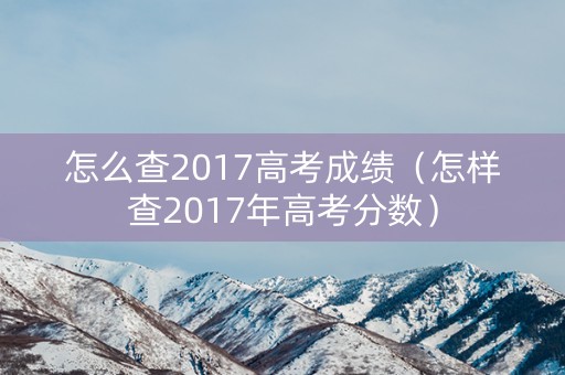 怎么查2017高考成绩（怎样查2017年高考分数）