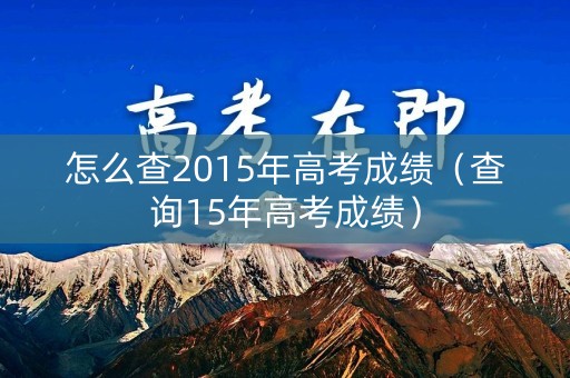 怎么查2015年高考成绩（查询15年高考成绩）