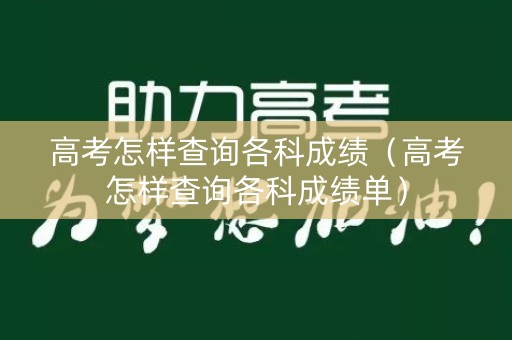 高考怎样查询各科成绩(高考怎样查询各科成绩单) 高考怎样查询各科成绩(高考怎样查询各科成绩单)