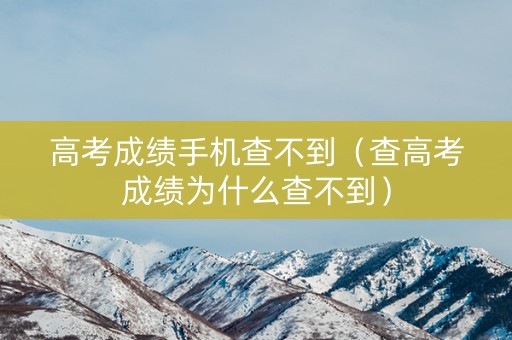 高考成绩手机查不到（查高考成绩为什么查不到）