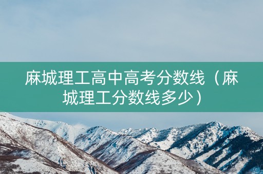 麻城理工高中高考分数线(麻城理工分数线多少) 麻城理工高中高考分数线(麻城理工分数线多少)