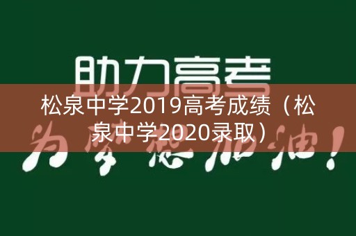 松泉中学2019高考成绩（松泉中学2020录取）