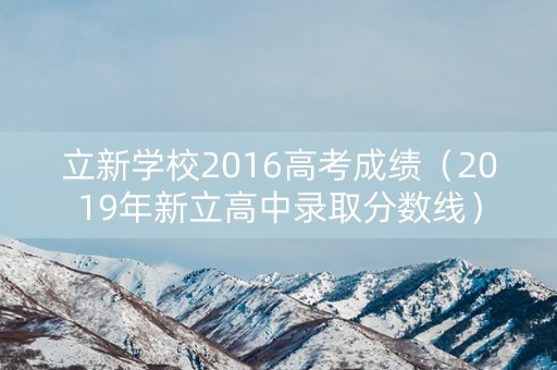 立新学校2016高考成绩（2019年新立高中录取分数线）