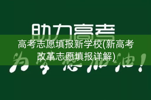 高考志愿填报新学校(新高考改革志愿填报详解)