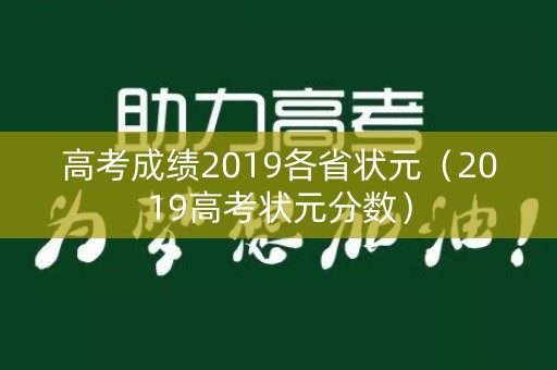 高考成绩2019各省状元（2019高考状元分数）