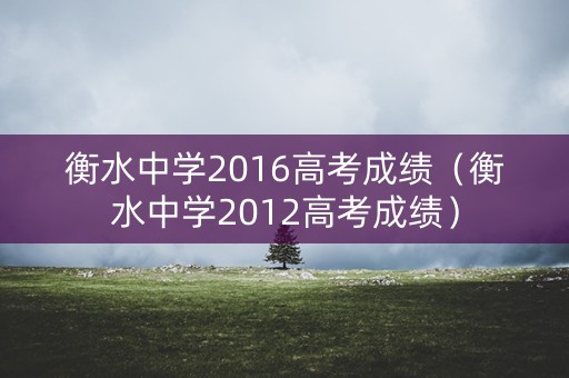 衡水中学2016高考成绩（衡水中学2012高考成绩）