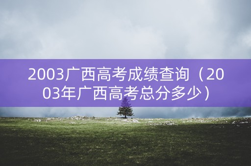 2003广西高考成绩查询（2003年广西高考总分多少）