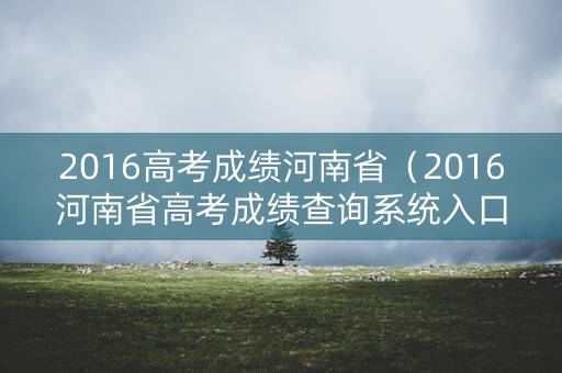 2016高考成绩河南省（2016河南省高考成绩查询系统入口）
