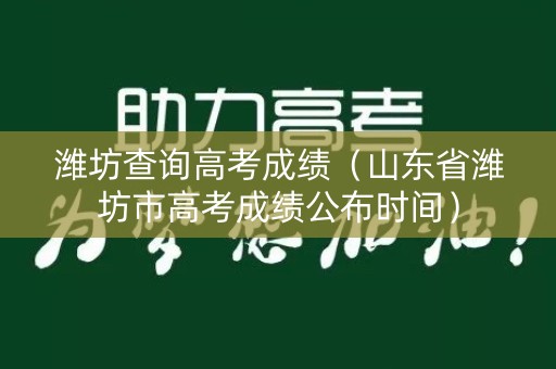 潍坊查询高考成绩（山东省潍坊市高考成绩公布时间）