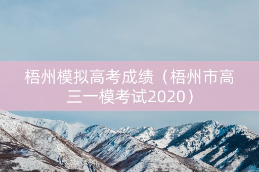 梧州模拟高考成绩（梧州市高三一模考试2020）