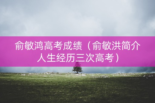 俞敏鸿高考成绩（俞敏洪简介人生经历三次高考）