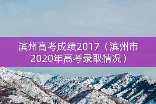 滨州高考成绩2017（滨州市2020年高考录取情况）
