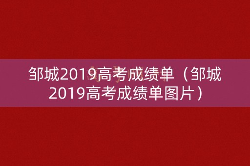 邹城2019高考成绩单（邹城2019高考成绩单图片）
