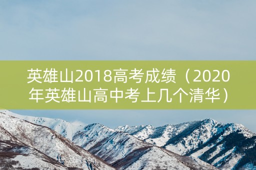 英雄山2018高考成绩（2020年英雄山高中考上几个清华）