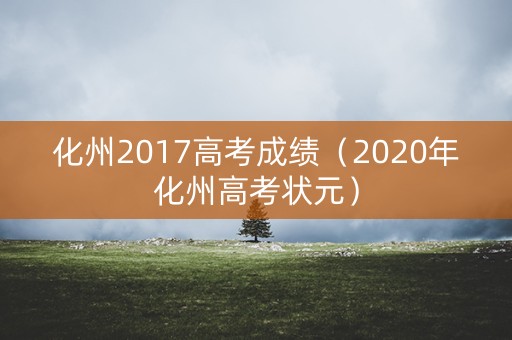 化州2017高考成绩（2020年化州高考状元）