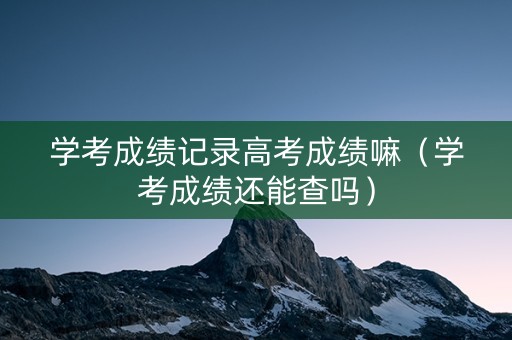 学考成绩记录高考成绩嘛（学考成绩还能查吗）