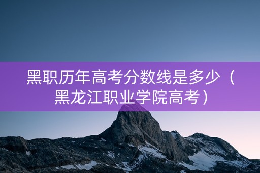 黑职历年高考分数线是多少（黑龙江职业学院高考）