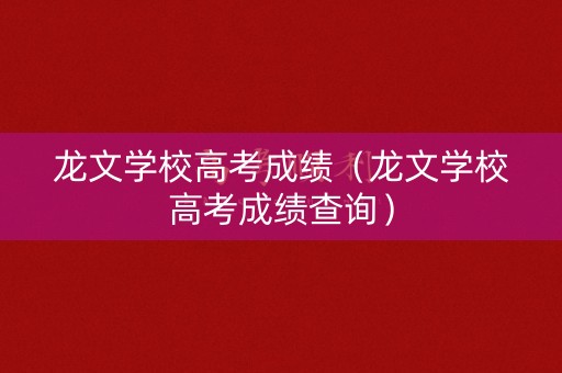 龙文学校高考成绩（龙文学校高考成绩查询）