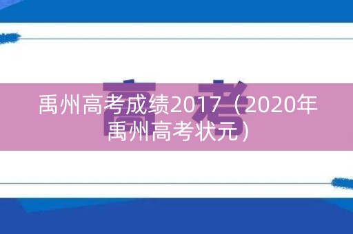 禹州高考成绩2017（2020年禹州高考状元）