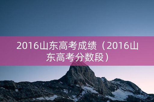 2016山东高考成绩（2016山东高考分数段）
