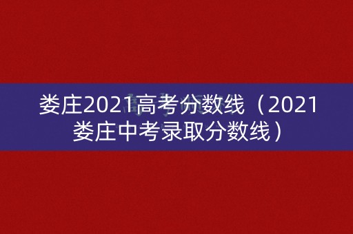 娄庄2021高考分数线（2021娄庄中考录取分数线）