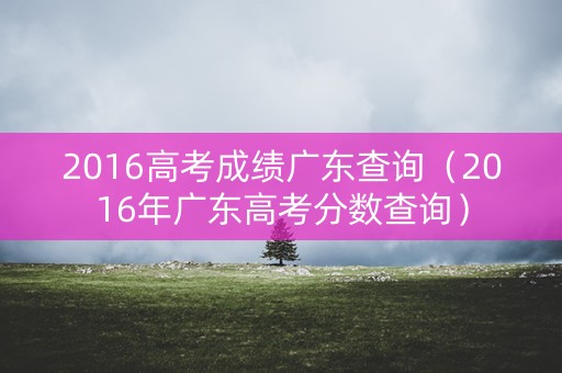 2016高考成绩广东查询（2016年广东高考分数查询）