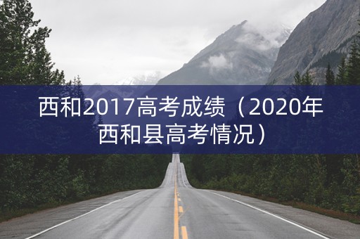 西和2017高考成绩（2020年西和县高考情况）