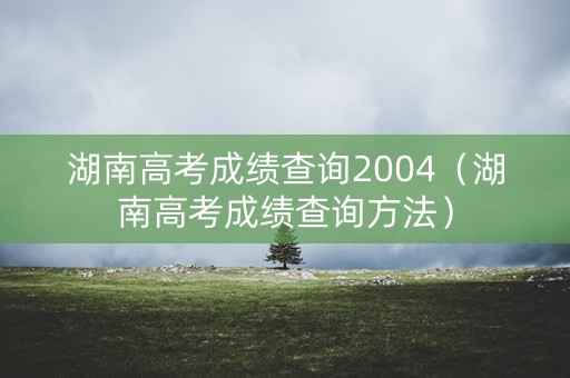 湖南高考成绩查询2004（湖南高考成绩查询方法）