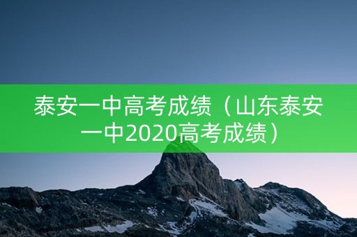 泰安一中高考成绩（山东泰安一中2020高考成绩）