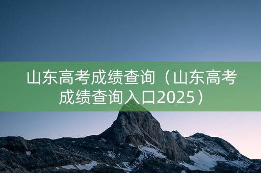 山东高考成绩查询（山东高考成绩查询入口2025）