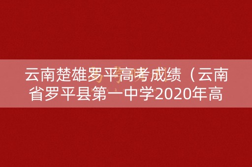 云南楚雄罗平高考成绩（云南省罗平县第一中学2020年高考）